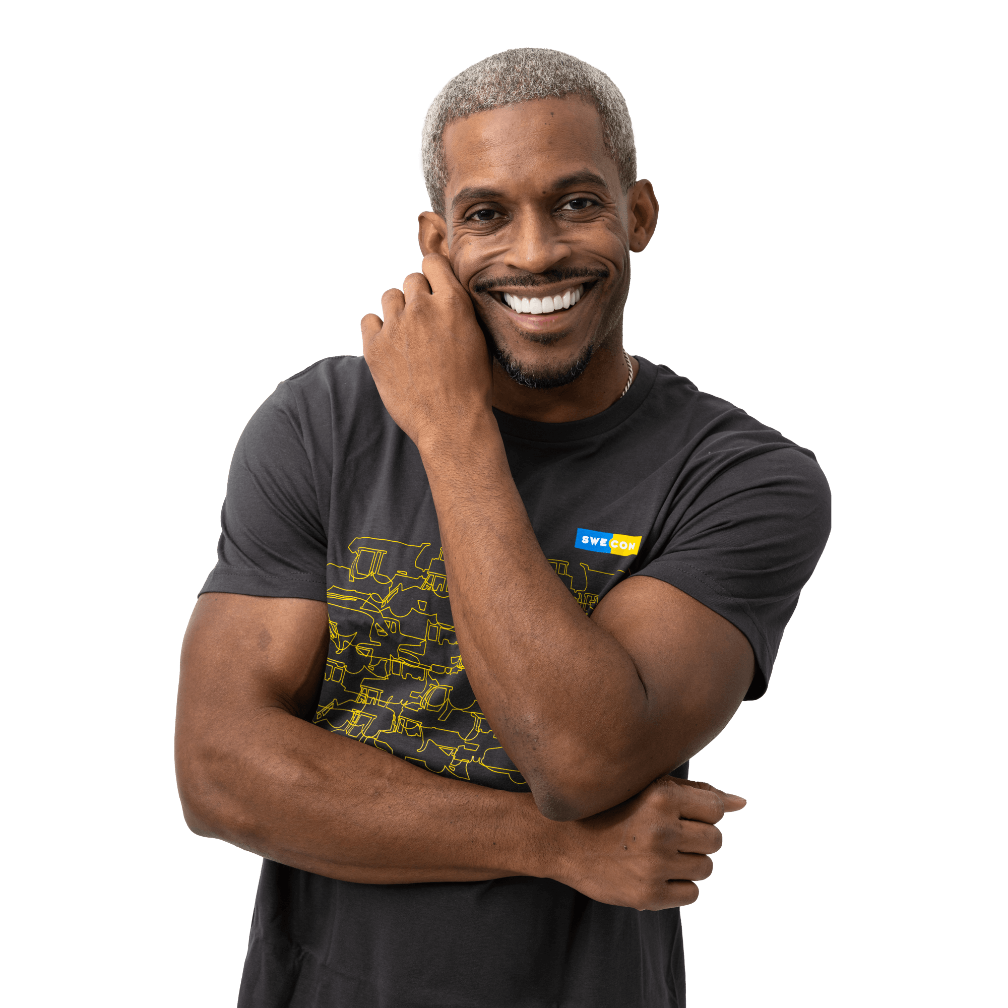 T-shirt i bomull med maskinmönster samt Swecon logo på bröstet