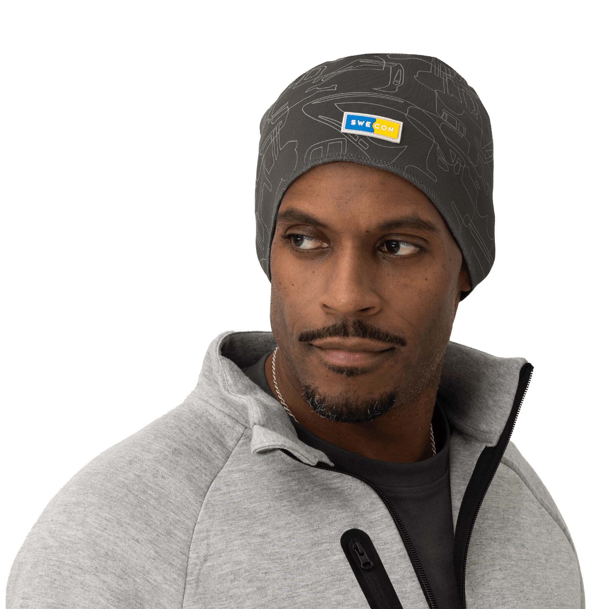 Swecon grå mössa med mönster