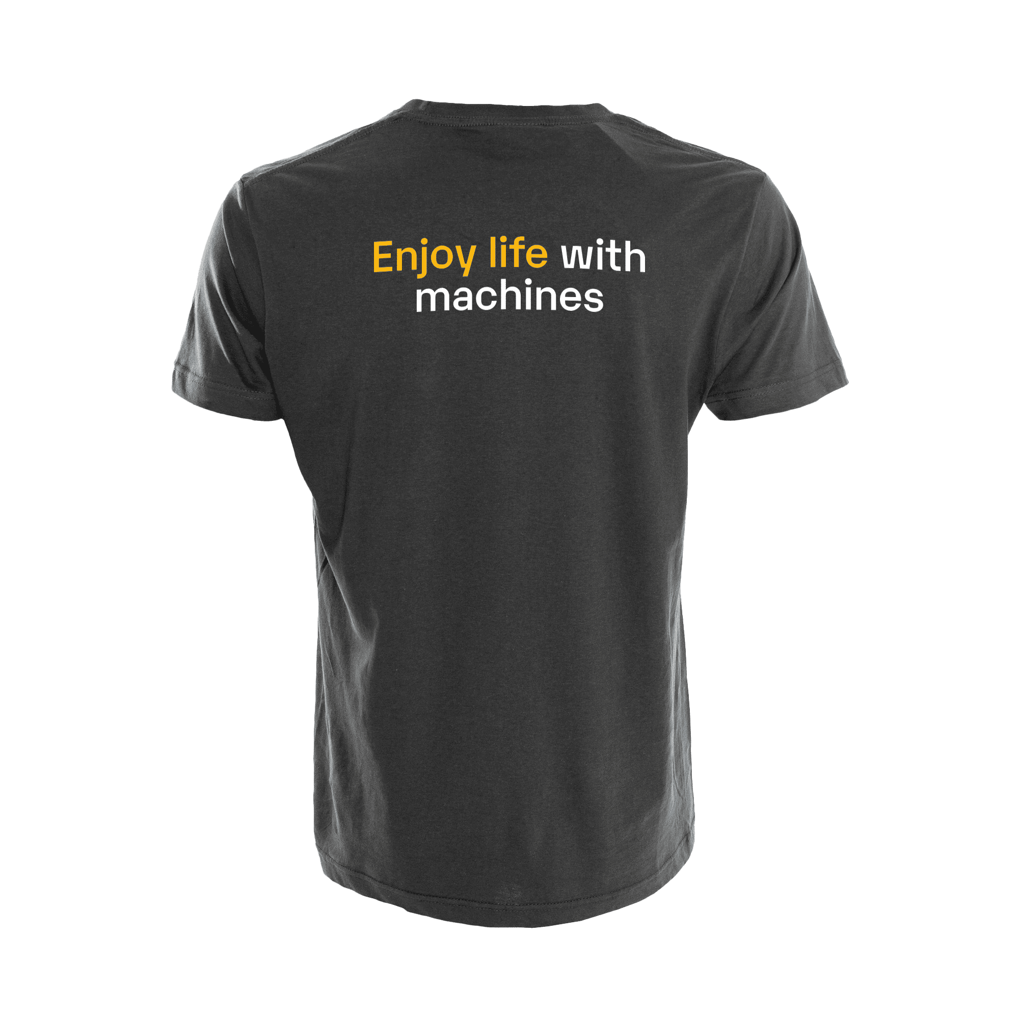 enjoy life with machines tryck på ryggen