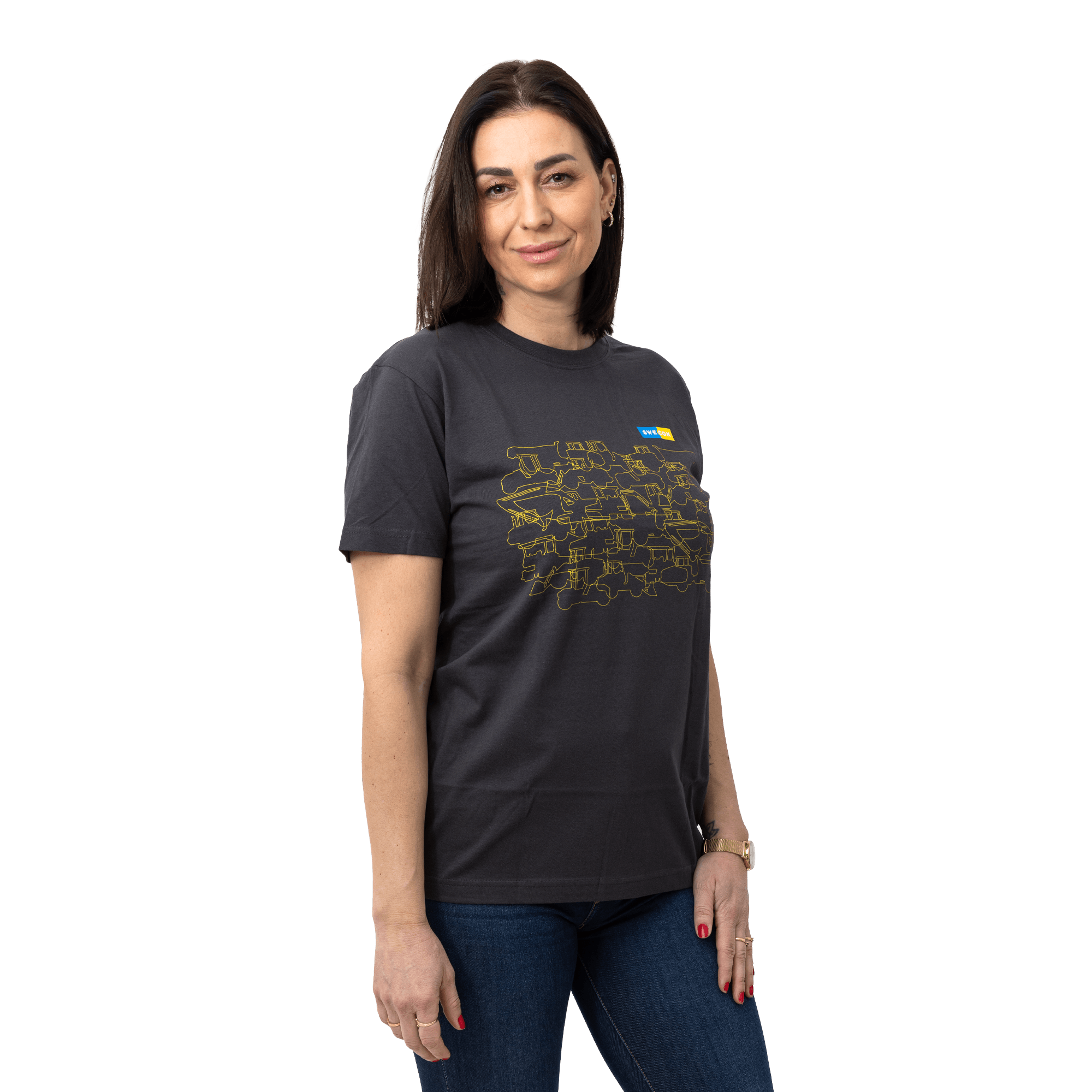 T-shirt i bomull med maskinmönster samt Swecon logo på bröstet