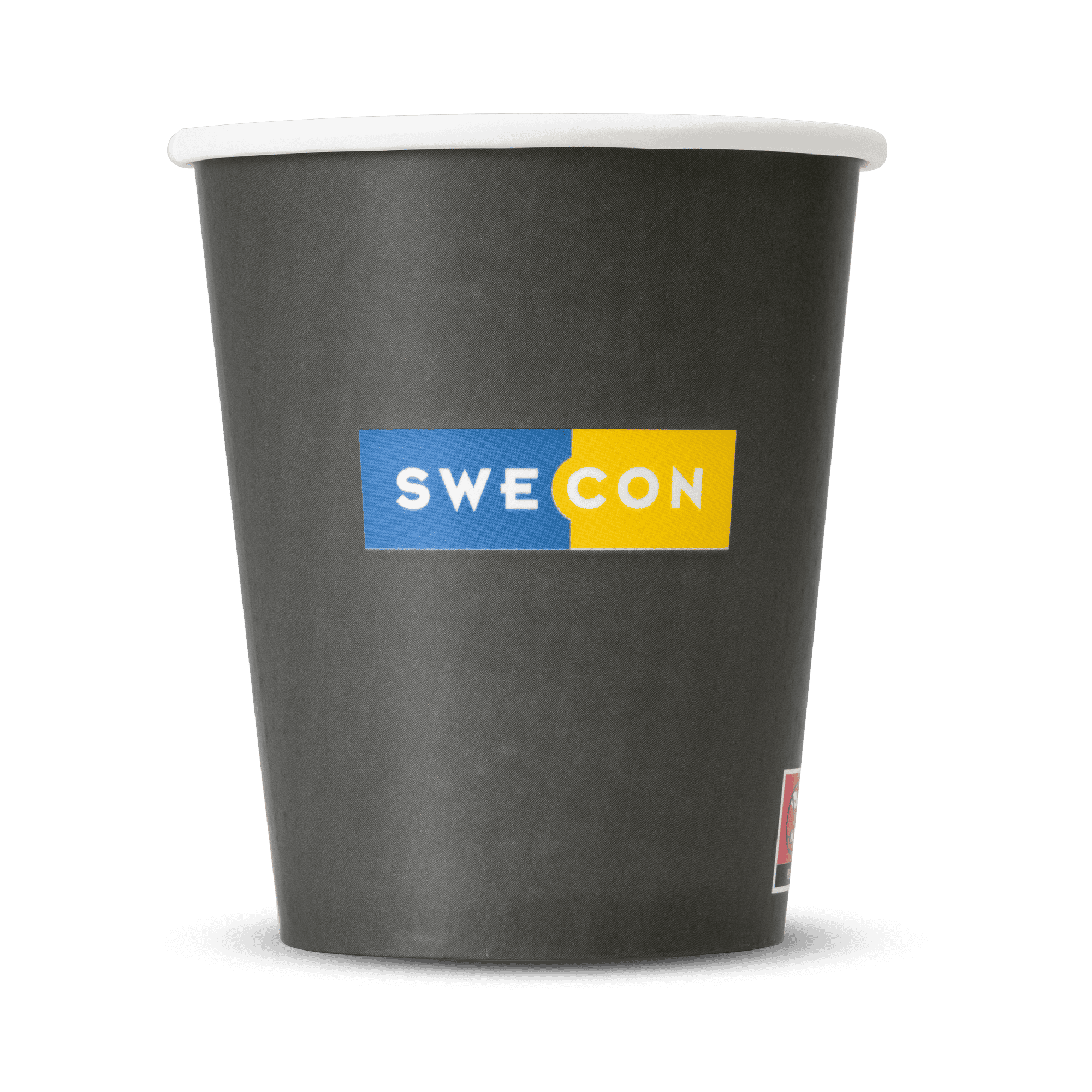 pappersmugg med swecon logga fram